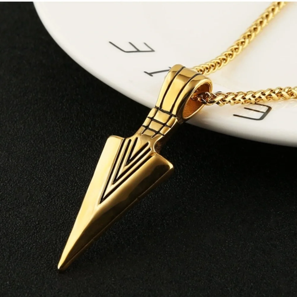 Gold Arrow 316 Stainless Steel Pendant Necklace